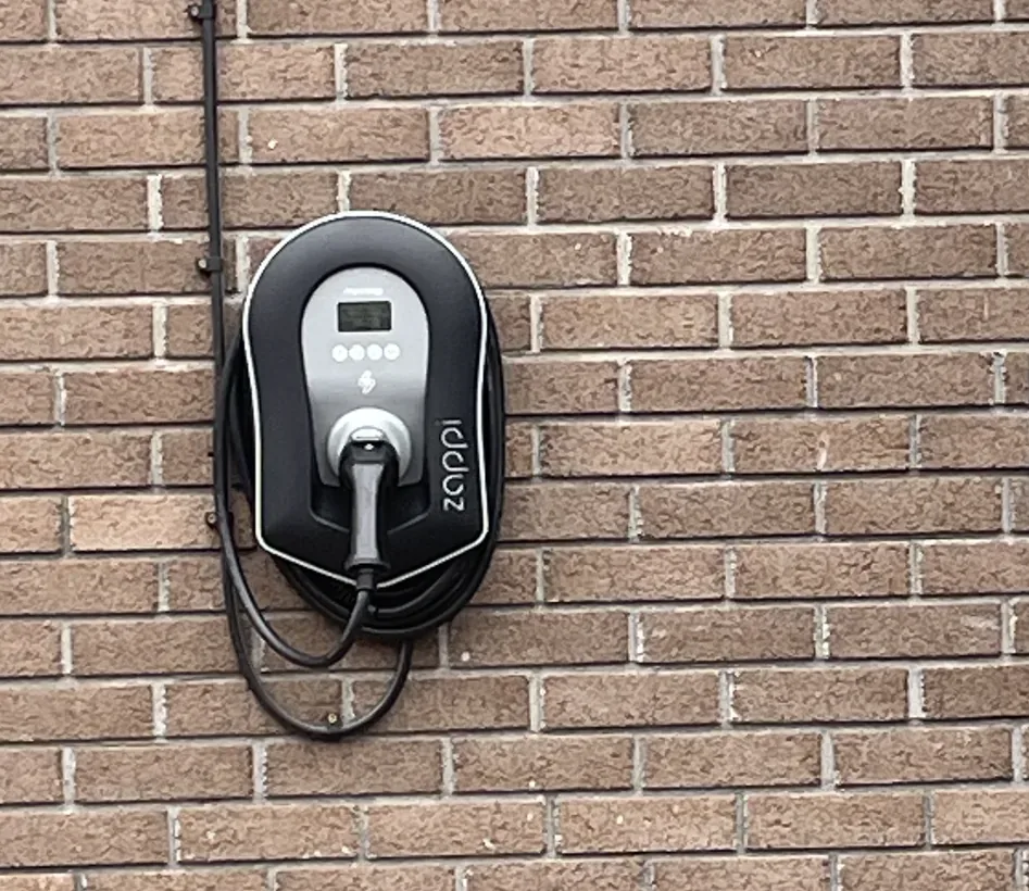 Completed EV charger installation ready for use in Mid Devon